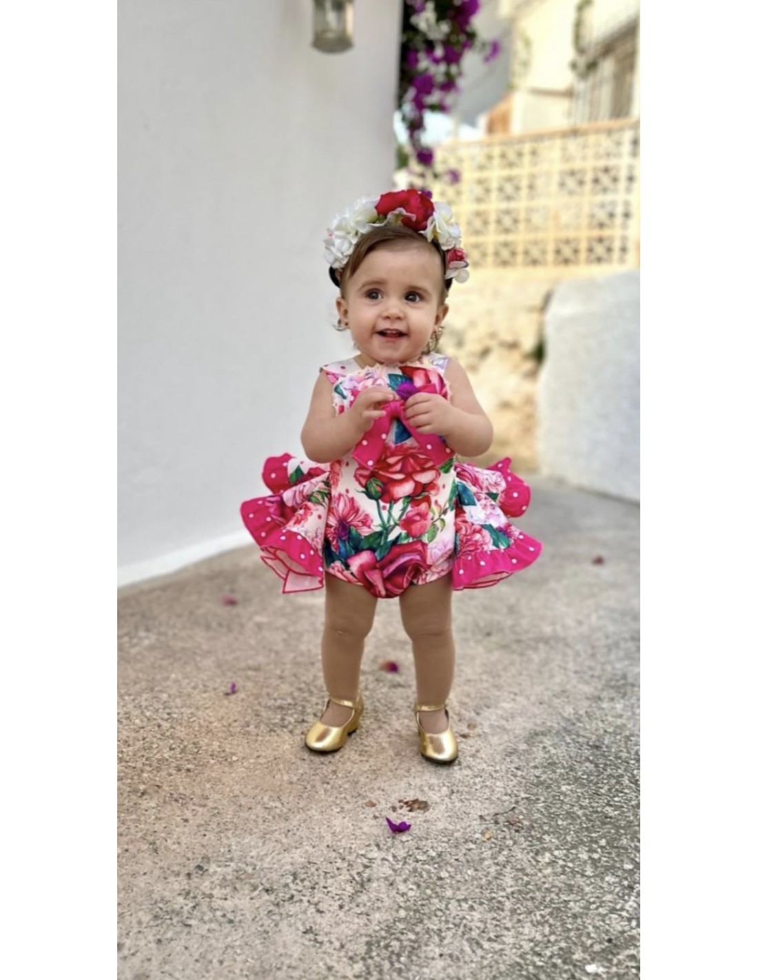 Vestido flamenca, de flores, por encargo. TALLA NIÑOS 2 años