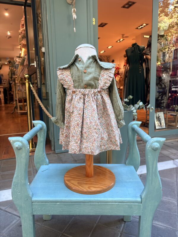 Vestido Pichi de dos piezas familia Liberty verde seco - Imagen 3