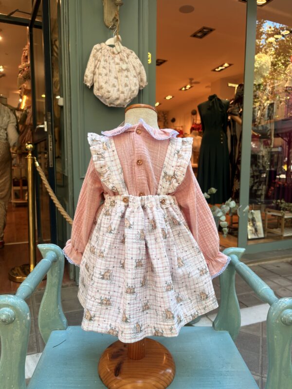 Vestido pichi de dos piezas familia ositos rosa empolvado - Imagen 2