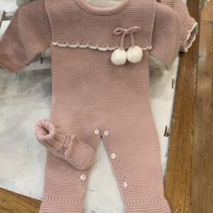 Pelele de punto rosa empolvado